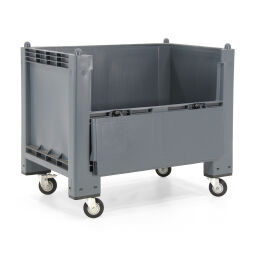 Caisses-palettes caisse palette 1 clapet + 2 roues pivotantes avec frein