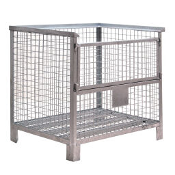Mesh stillages fixed construction stackable 1 flap at 1 long side