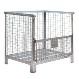 Mesh Stillages fixed construction stackable 1 flap at 1 long side.  L: 1130, W: 840, H: 1000 (mm). Article code: 99-1396