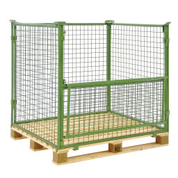 Pallet stacking frames foldable construction stackable 1 flap at 1 long side