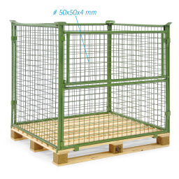 Pallet stacking frames foldable construction stackable 1 flap at 1 long side