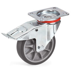 Wheel castor wheel with brake