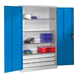 Cabinet material cabinet with 2 hinged doors, 4 shelves and 3 drawers .  W: 1200, D: 400, H: 1950 (mm). Article code: 578930503-LW