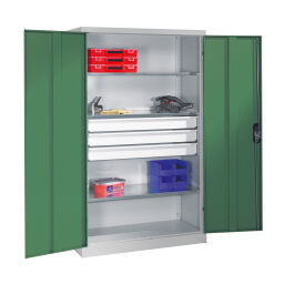 Cabinet material cabinet with 2 hinged doors, 3 shelves and 3 drawers .  W: 1200, D: 600, H: 1950 (mm). Article code: 5789325030-N