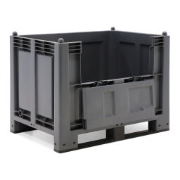 Stacking box plastic large volume container 1 flap at 1 long side