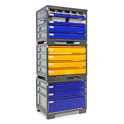 Mesh stillages full security with 3 closed drawers
