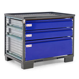 Mesh Stillages Full Security with 3 closed drawers 99-003-GH3-1-W