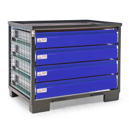 Mesh stillages full security with 4 closed drawers