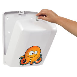 Sanitary Waste and cleaning hand towel dispenser especially for kids.  L: 285, W: 135, H: 375 (mm). Article code: 8252696