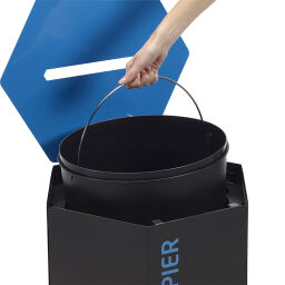 Waste bin Waste and cleaning metal waste bin lid with insertion opening Options:  with lock.  L: 501, W: 435, H: 765 (mm). Article code: 8259040