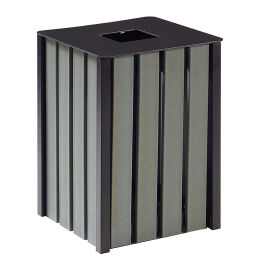 Outdoor waste bins Waste and cleaning steel waste pin with 4 aluminium walls Volume (ltr):  50.  L: 400, W: 400, H: 565 (mm). Article code: 8259265