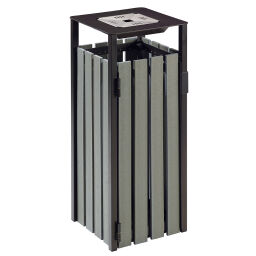 Abfalleimer für Außenbereich Abfall und Reinigung Stahl Mülltonne mit Ascher Inhalt (Ltr):  110.  L: 425, B: 425, H: 990 (mm). Artikelcode: 8259275