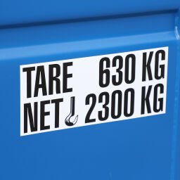 Container Materialcontainer 8 Fuß.  L: 2438, B: 2200, H: 2260 (mm). Artikelcode: 99STA-8FT-02HB