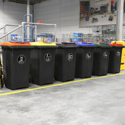 Minicontainer afval en reiniging toebehoren recycling sticker voor plastic en blik afval