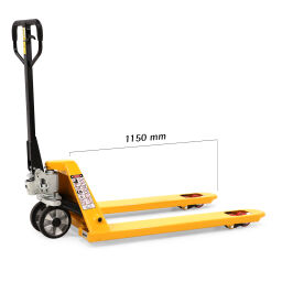 Pallet truck standard fork length 1150 mm, for American pallets lifting height 85-200 mm.  L: 1540, W: 685,  (mm). Article code: 91-21817955