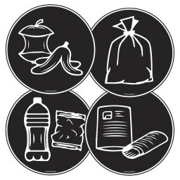 Waste and cleaning accessories recycling stickers, paper, VFG, general waste and plastic 36-REC-SET4