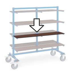 trolleys with carrier spars Warehouse trolley accessories shelf.  L: 1200, W: 370,  (mm). Article code: 85E4624ET