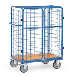Warehouse trolley Fetra package trolley front walls , 1 long side + wing doors closed 858481-3