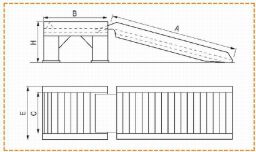 Oprijplaten oprijplaat laaddock vaste constructie Maatwerk Hoogteverschil:  50 - 80 cm.  L: 2830, B: 400, H: 600 (mm). Artikelcode: 8614001101