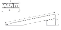 Oprijplaten oprijplaat laaddock vaste constructie Maatwerk Hoogteverschil:  20 - 50 cm.  L: 1450, B: 450, H: 350 (mm). Artikelcode: 8613480000-E