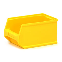 Storage bin plastic with grip opening stackable Colour:  yellow.  L: 235, W: 145, H: 125 (mm). Article code: 38-FPOM-30-L