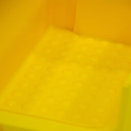 Sichtlagerkästen Kunststoff mit Grifföffnung stapelbar Farbe:  gelb.  L: 235, B: 145, H: 125 (mm). Artikelcode: 38-FPOM-30-L