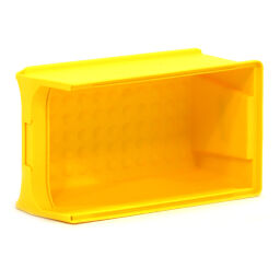 Magazijnbak kunststof met grijpopening stapelbaar Kleur:  geel.  L: 350, B: 200, H: 150 (mm). Artikelcode: 38-FPOM-40-L