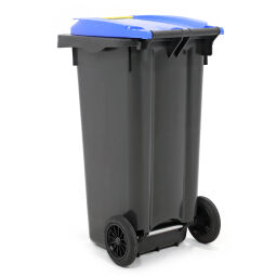 Minicontainer Afval en reiniging met scharnierend deksel.  L: 550, B: 480, H: 930 (mm). Artikelcode: 99-447-120-W