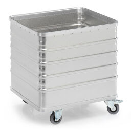 Laundry roll container roll cage 2 castor- and 2 rigid wheels, castor wheels with brake