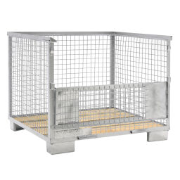Mesh stillages fixed construction stackable 2 flaps at 1 long side