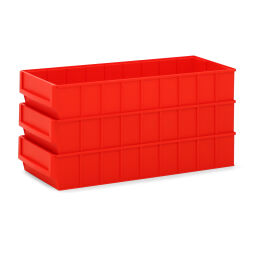 Storage bin plastic with label holder stackable Colour:  red.  L: 300, W: 183, H: 80 (mm). Article code: 38-IB30-02D