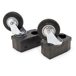 Accessoires pour bacs en plastique rou pivotante de caoutchouc