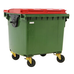 Müllcontainer Abfall und Reinigung für DIN-Adapter-Aufnahme geeignet mit Scharnierdeckel.  L: 1400, B: 1030, H: 1300 (mm). Artikelcode: 36-1100-N-D