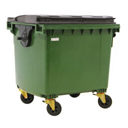 Afvalcontainer Afval en reiniging voor DIN-opname met scharnierend deksel.  L: 1400, B: 1030, H: 1300 (mm). Artikelcode: 36-1100-N-S