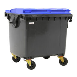 Müllcontainer Abfall und Reinigung für DIN-Adapter-Aufnahme geeignet mit Scharnierdeckel.  L: 1400, B: 1030, H: 1300 (mm). Artikelcode: 36-1100-S-W