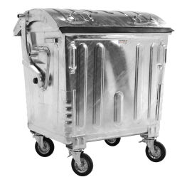 Waste container waste and cleaning for din-intake with hinging lid and child protection