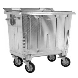 Müllcontainer Abfall und Reinigung für DIN-Adapter-Aufnahme geeignet mit Scharnierdeckel.  L: 1370, B: 780, H: 1245 (mm). Artikelcode: 36-S660-V