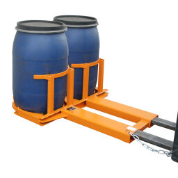 Drum Handling Equipment barrel lifter for synthetic-stop and lidbarrels for 2x 120 l drums.  L: 1330, W: 980, H: 385 (mm). Article code: 40FH2-120E
