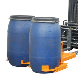 Vatenhandelingapparatuur vatenheffer voor kunststof-stop en dekselvaten voor 2 x 200 l vaten.  L: 1380, B: 1160, H: 185 (mm). Artikelcode: 40FH2-220E