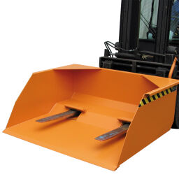 Shovels Tilting container mechanic shovel with tray opening Volume (ltr):  1000.  L: 2000, W: 1670, H: 650 (mm). Article code: 40SO-006-BO