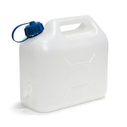 Vaten kunststof jerrycan geschikt voor drinkwater  Type:  kunststof jerrycan.  L: 290, B: 145, H: 260 (mm). Artikelcode: 53-JC5-W