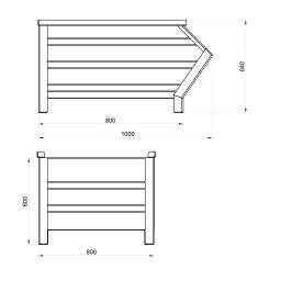 Stapelboxen Stahl feste Konstruktion Stapelbehälter schräge Grifföffnung Euronorm (mm):  1000 x 800.  L: 1000, B: 800, H: 600 (mm). Artikelcode: 1131086V