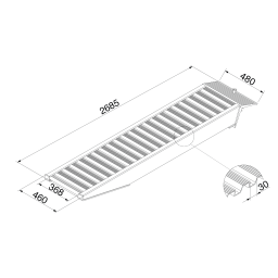 Rampe de chargement rampe d'accès droite aluminium 250 cm (paire)
