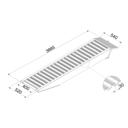 Rampe de chargement rampe d'accès droite aluminium 350 cm (paire)