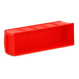Magazijnbak kunststof met etikethouder stapelbaar Kleur:  rood.  L: 300, B: 90, H: 80 (mm). Artikelcode: 38-IB30-01D
