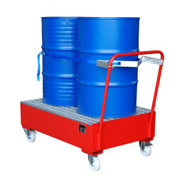 Mobile trays retention basin for 2 x 200 l drums