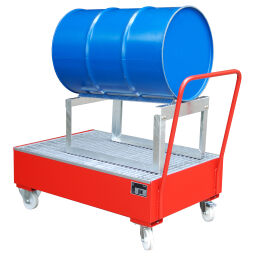 Mobile trays retention basin for 2 x 200 l drums