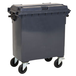 Müllcontainer Abfall und Reinigung geeignet für die Aufnahme mit DIN-Adapter mit Scharnierdeckel.  L: 1360, B: 770, H: 1360 (mm). Artikelcode: 36-770-S
