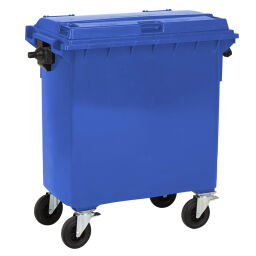 Afvalcontainer Afval en reiniging geschikt voor kam-opname of middels DIN-adapters met scharnierend deksel.  L: 1360, B: 770, H: 1360 (mm). Artikelcode: 36-770-W