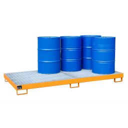 retention basin steel Retention Basin receptacle for drum for 8 x 200 litre drums Volume (ltr):  340.  L: 2650, W: 1300, H: 210 (mm). Article code: 408E-340